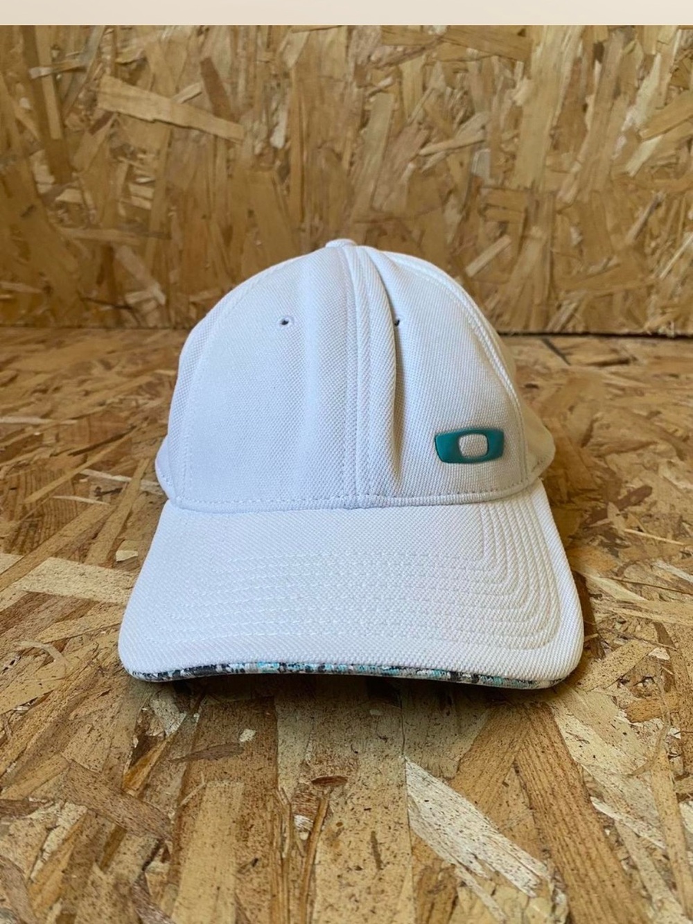 Oakley White Cap with Teal Logo Accent